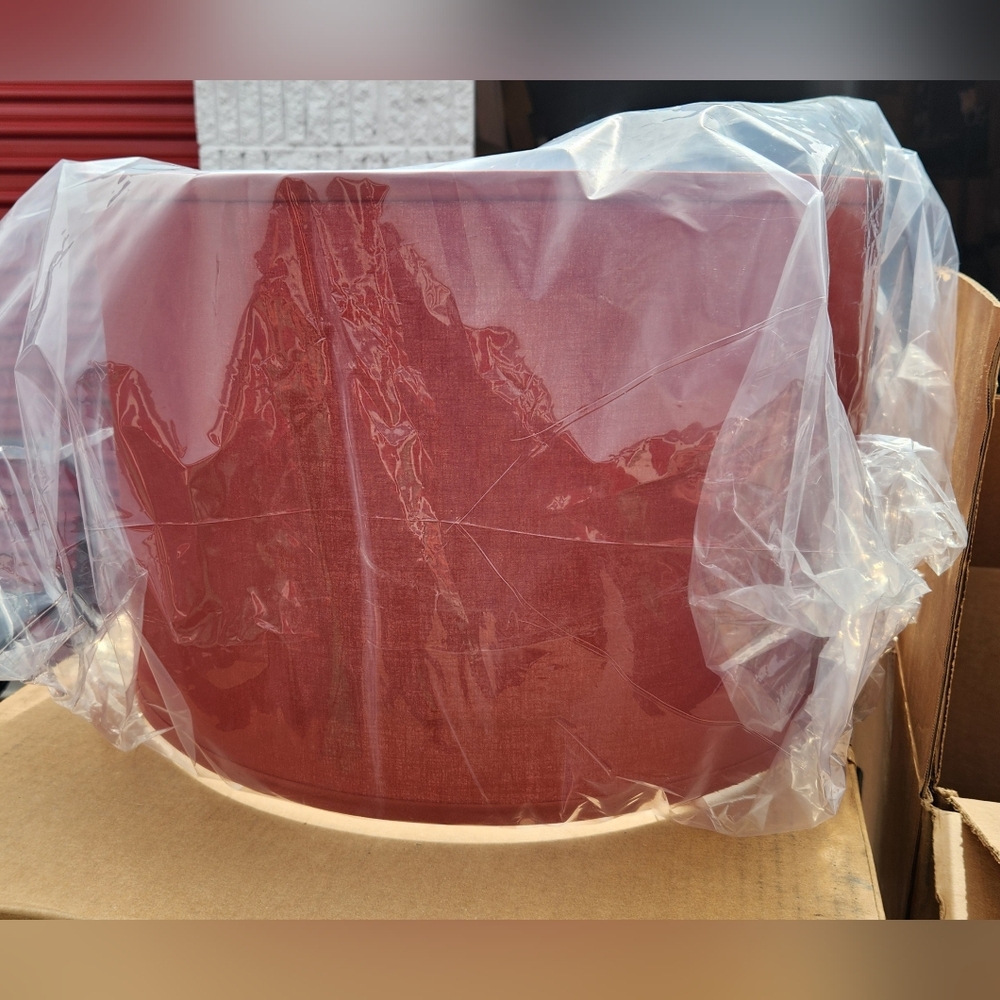 Red Fabric Drum Lampshade - Deep Red Home Accent